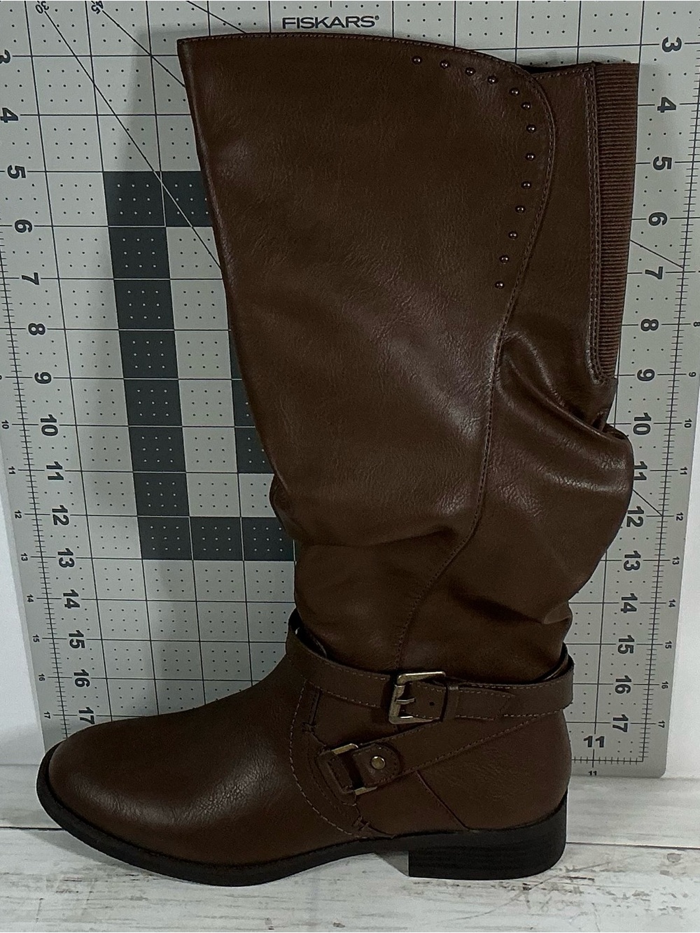 White Mountain Brown Mid-Calf Buckle Riding Boots